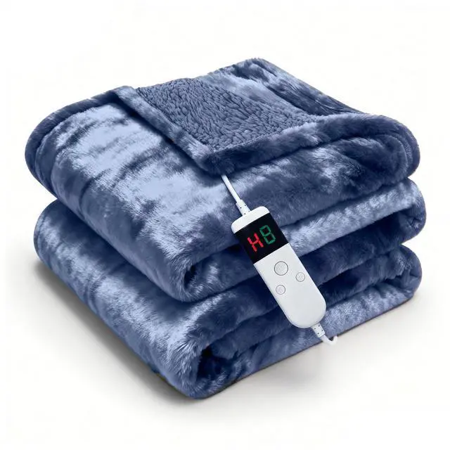 Main image of Cushious Electric Heated Blanket Throw 50''x60''Size Faux Fur Heating Blanket 10 Heating Settings, 1-8h Timer & Overheat Protection, Machine Washable, Soft Flannel and Sherpa Full Body Warmth