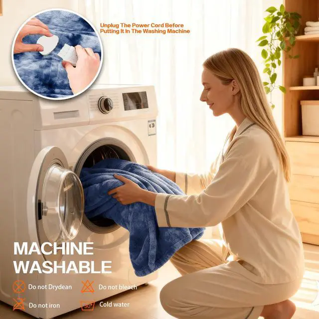 Alt view image 6 of 7 - Cushious Electric Heated Blanket Throw 50''x60''Size Faux Fur Heating Blanket 10 Heating Settings, 1-8h Timer & Overheat Protection, Machine Washable, Soft Flannel and Sherpa Full Body Warmth