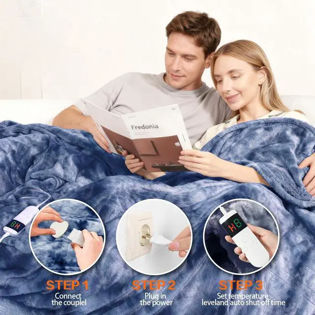 Alt view image 7 of 7 - Cushious Electric Heated Blanket Throw 50''x60''Size Faux Fur Heating Blanket 10 Heating Settings, 1-8h Timer & Overheat Protection, Machine Washable, Soft Flannel and Sherpa Full Body Warmth