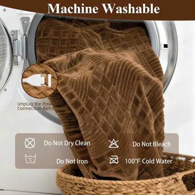 Alt view image 6 of 7 - Heated Blanket Electric,Waffle Heating Blanket with 12 Heat Levels, Fast Heating Blanket with 1-12 Timer Settings, Overheat Protection with ETL & FCC for Home Office Sofa-50"x60"