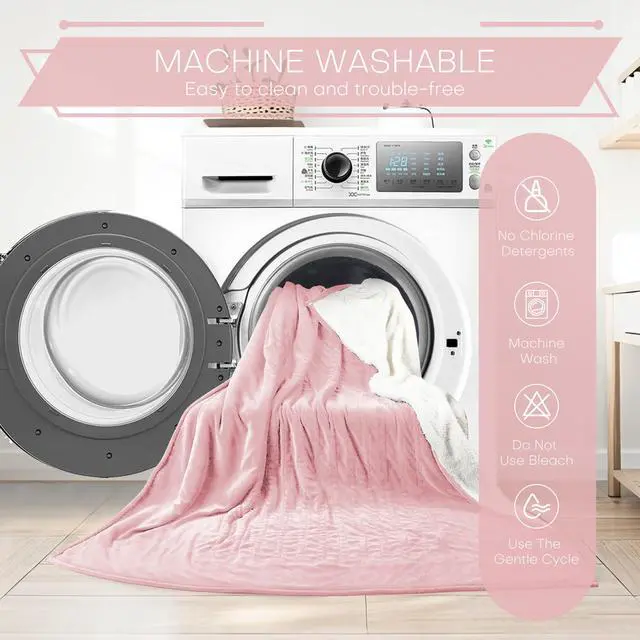 Alt view image 5 of 7 - Electric Heated Blanket Queen Size 84"x90" - Coral Fleece & Sherpa Fabric Dual-Sided, 4 Heat Settings & 10 Hours Auto Off, Soft Warming Throw for Home, Office, or Bed, Machine Washable, Light Pink