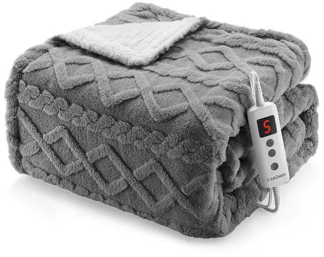 Main image of Heated Throw Blanket - Thick Tufted Sherpa Electric Blanket Throw with 10 Heating Levels and 10 Time Settings, ETL Certified Machine Washable Fast Heating Blanket Throw 50"×60", Grey