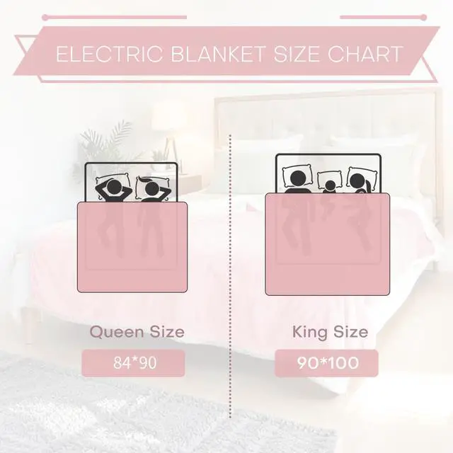 Alt view image 6 of 7 - Electric Heated Blanket Queen Size 84"x90" - Coral Fleece & Sherpa Fabric Dual-Sided, 4 Heat Settings & 10 Hours Auto Off, Soft Warming Throw for Home, Office, or Bed, Machine Washable, Light Pink