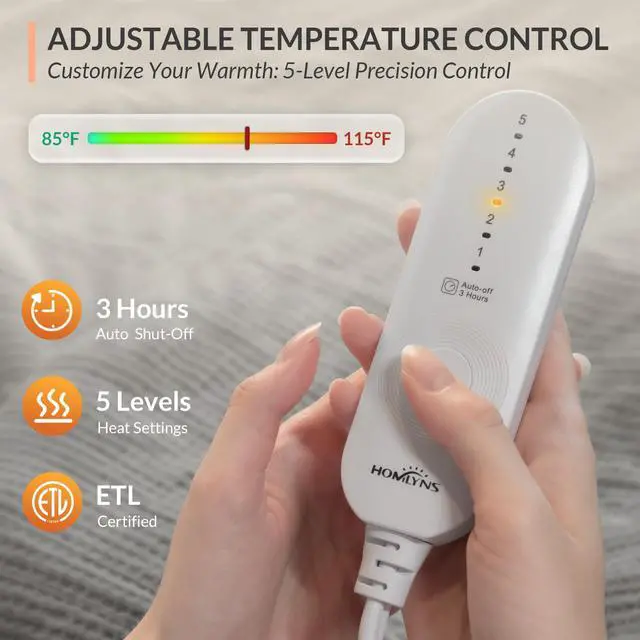 Alt view image 3 of 7 - LuxeHeat Heated Blanket Throw, Soft Flannel Sherpa, Electric Blanket 5 Heat Settings, Fast Heating, Heating Throw Blanket 3 Hours Timer Auto Shut Off, Machine Washable, 50×60 Inches, Grey