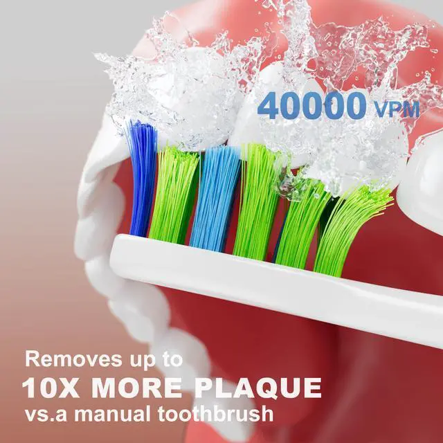 Alt view image 3 of 6 - 7AM2M Sonic Electric Toothbrush, High Power Rechargeable Toothbrushes, 5 Modes with 2 Minutes Built in Smart Timer, with 4 Brush Heads for Adults and Kids, One Charge for 60 Days (Pink)