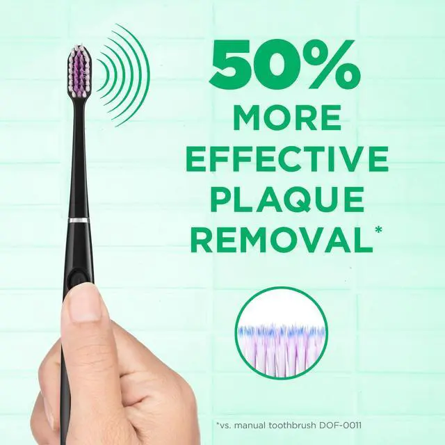 Alt view image 2 of 7 - Sonic Powered Toothbrush, Tapered Bristles Clean Below The Gumline, Bundle, Black, 1 Handle(1 Count) + 2 Refills 2 Count(Pack of 1)
