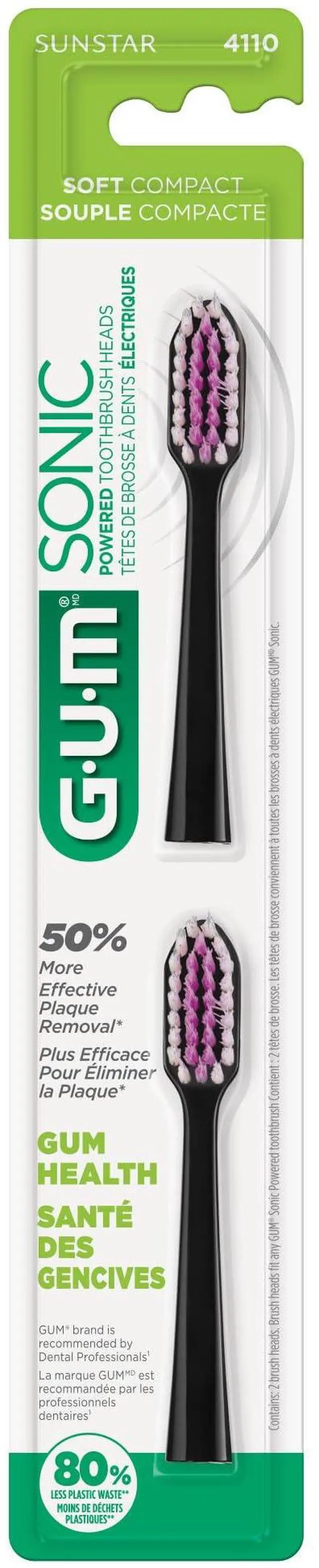 Alt view image 7 of 7 - Sonic Powered Toothbrush, Tapered Bristles Clean Below The Gumline, Bundle, Black, 1 Handle(1 Count) + 2 Refills 2 Count(Pack of 1)