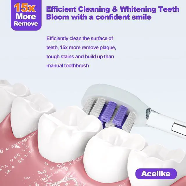 Alt view image 4 of 7 - Metal Electric Toothbrush with UV Mode, Vibration and Oscillation Electric Toothbrush for Adults, 6 Brush Heads & Travel Case & Dust Cover, 5 Modes & Built in Timer, One Charge Last 120 DayRose