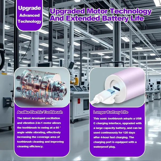 Alt view image 7 of 7 - Metal Electric Toothbrush with UV Mode, Vibration and Oscillation Electric Toothbrush for Adults, 6 Brush Heads & Travel Case & Dust Cover, 5 Modes & Built in Timer, One Charge Last 120 DayRose