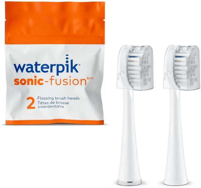 Main image of Genuine Full Size Replacement Brush Heads With Covers for Sonic-Fusion Flossing Toothbrush SFFB-2EW, 2 Count White