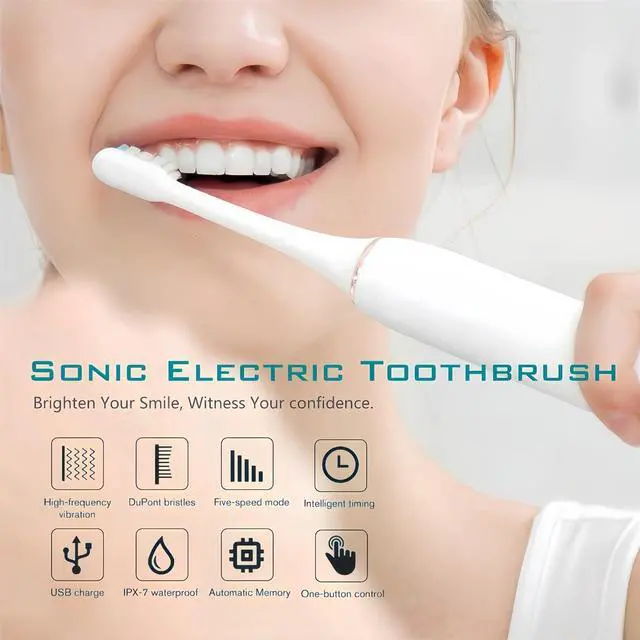 Alt view image 2 of 7 - 2024 Upgraded Electric Toothbrush for Teen Boys Girls USB Rechargeable Sonic Toothbrush with 8 Brush Heads 42000 VPM Whitening 6 Cleaning Modes 2 Min Smart Timer 60 Days Endurance (White)