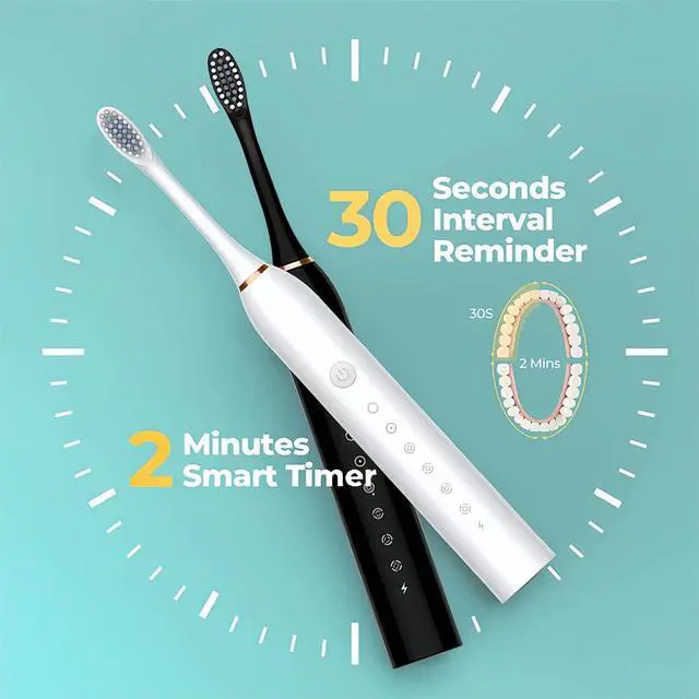 Alt view image 3 of 7 - 2024 Upgraded Electric Toothbrush for Teen Boys Girls USB Rechargeable Sonic Toothbrush with 8 Brush Heads 42000 VPM Whitening 6 Cleaning Modes 2 Min Smart Timer 60 Days Endurance (White)