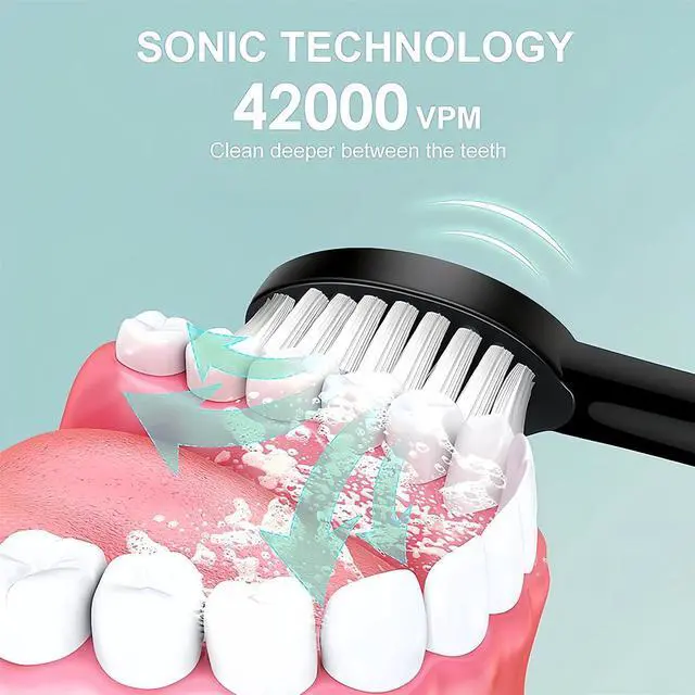 Alt view image 5 of 7 - 2024 Upgraded Electric Toothbrush for Teen Boys Girls USB Rechargeable Sonic Toothbrush with 8 Brush Heads 42000 VPM Whitening 6 Cleaning Modes 2 Min Smart Timer 60 Days Endurance (White)