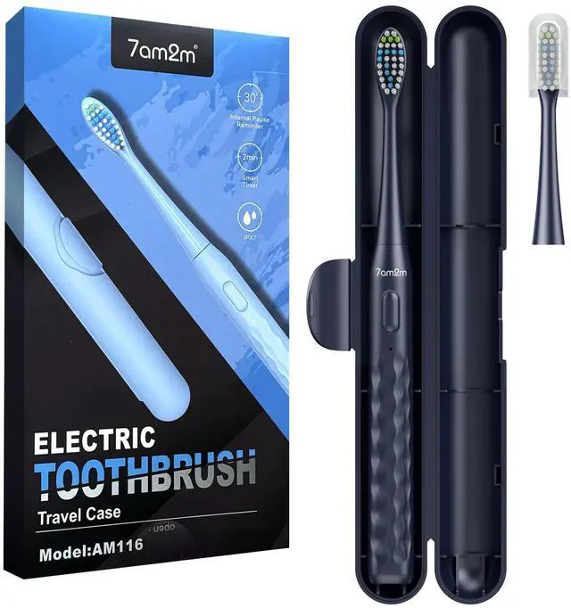 Main image of 7AM2M Sonic Electric Toothbrush for Adults & Kids, with Travel Case&2 Brush Heads, 1 Charge for 90 Days, Type-C Rechargeable Sonic Toothbrush, Compact Design for Daily/Travel Use - Navy