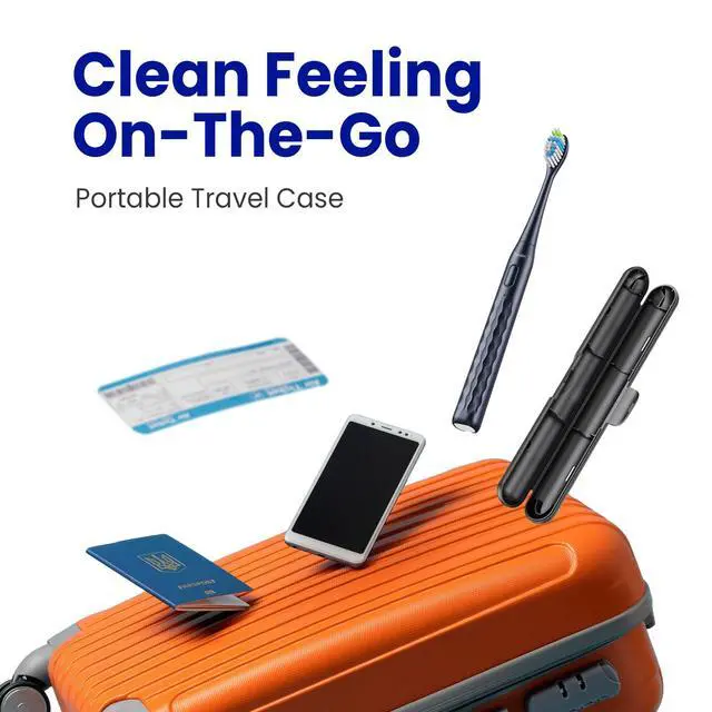 Alt view image 5 of 7 - 7AM2M Sonic Electric Toothbrush for Adults & Kids, with Travel Case&2 Brush Heads, 1 Charge for 90 Days, Type-C Rechargeable Sonic Toothbrush, Compact Design for Daily/Travel Use - Navy