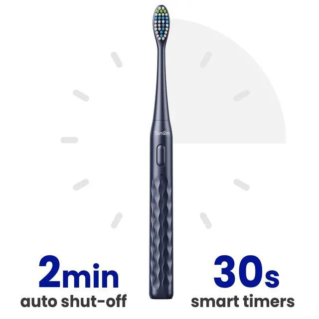 Alt view image 7 of 7 - 7AM2M Sonic Electric Toothbrush for Adults & Kids, with Travel Case&2 Brush Heads, 1 Charge for 90 Days, Type-C Rechargeable Sonic Toothbrush, Compact Design for Daily/Travel Use - Navy