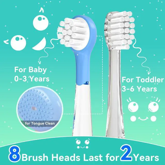 Alt view image 2 of 7 - SEAGO Kids Electric Toothbrushes Rechargeable, Toddler Electric Toothbrush with Magnetic Charging, LED Observing Light, 8 Toothbrush Heads for Ages 2-4-6 Boys Girls (Navy Blue)