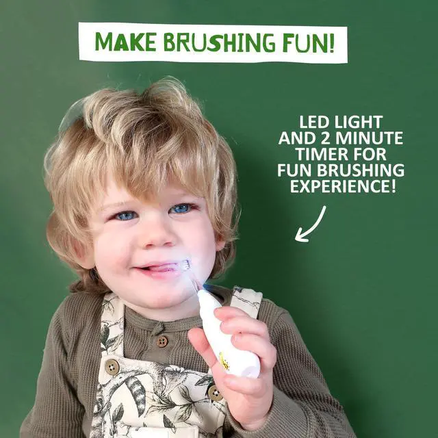 Alt view image 6 of 6 - Jack N' Jill Tickle Tooth Toddler Electric Toothbrush with Replacement Head - Gentle Cleaning, Made for Tiny Teeth, LED Inspection Light, for Babies & Kids, Extra Soft Bristles - (1 Pack)