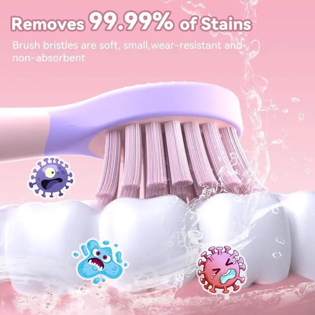 Alt view image 6 of 7 - Rechargeable Electric Toothbrush for Kids: 5 Gentle Modes for Ages 3+, Safe & Effective for Sensitive Teeth - with Fun DIY Stickers, 4 Soft Brush Heads, Children Sonic Toothbrush for Home & School