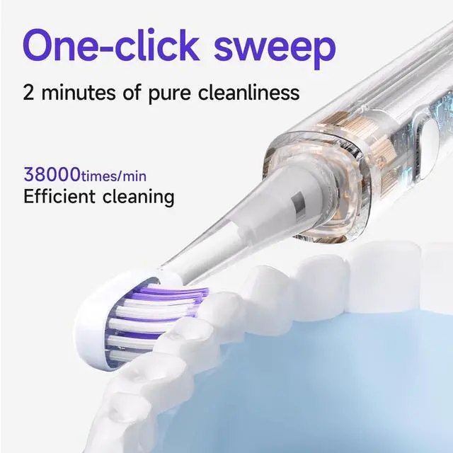 Alt view image 3 of 7 - Sonic Electric Toothbrush for Adults and Kids with UV Mode - 38000 VPM Deep Clean and 4 Cleaning Modes, Rechargeable Toothbrush, 3-Hour Fast Charge, 60 Days Long Battery Life. IPX7 Waterproof