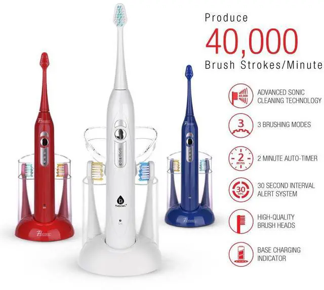 Alt view image 2 of 6 - S430 SmartSeries Electronic Power Rechargeable Sonic Toothbrush with 40,000 Strokes Per Minute, 12 Brush Heads Included (White)