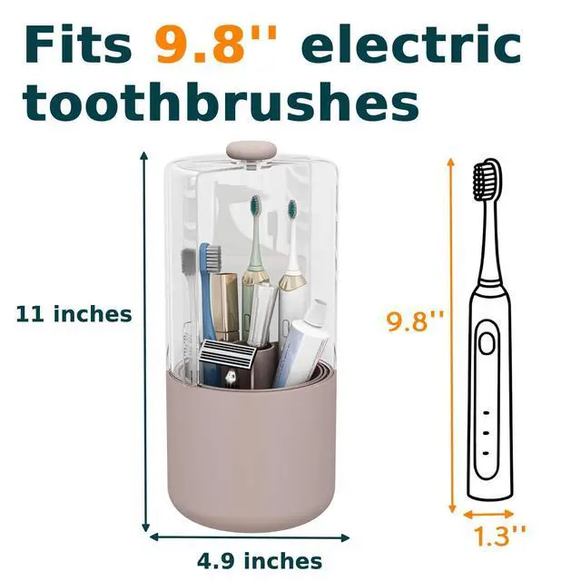 Alt view image 5 of 7 - YOOLENS Toothbrush Holder with Cover 360 Rotating 4 Compartments Bathroom Toothpaste Electric Toothbrush Organizer, Pink