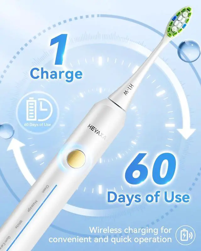 Alt view image 5 of 7 - Sonic Electric Toothbrush with 40000VPM Cleaning Power for Adults&Kids, 60-Day Battery Life Rechargeable Power Toothbrush with 5 Modes, 2-Min Smart Timer, 7 Brush Heads & Travel Case (White)