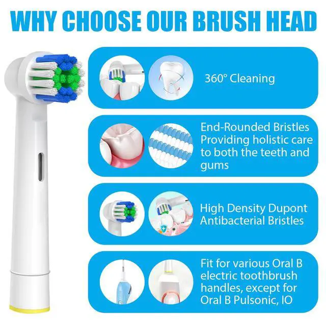 Alt view image 3 of 6 - Replacement Toothbrush Heads Compatible with Oral-B Braun, 20 Pcs Professional Electric Toothbrush Brush Heads for Oral B Replacement Head Refill Pro 500/1000/1500/3000/3757/5000/7000/7500/8000