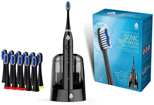 Main image of S750 Sonic Toothbrush (Black) Smart Series Electronic Power Rechargeable Battery Toothbrush for Adults 12 Bonus Brush Heads