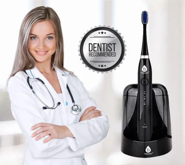 Alt view image 3 of 6 - S750 Sonic Toothbrush (Black) Smart Series Electronic Power Rechargeable Battery Toothbrush for Adults 12 Bonus Brush Heads