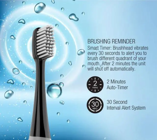 Alt view image 5 of 6 - S750 Sonic Toothbrush (Black) Smart Series Electronic Power Rechargeable Battery Toothbrush for Adults 12 Bonus Brush Heads