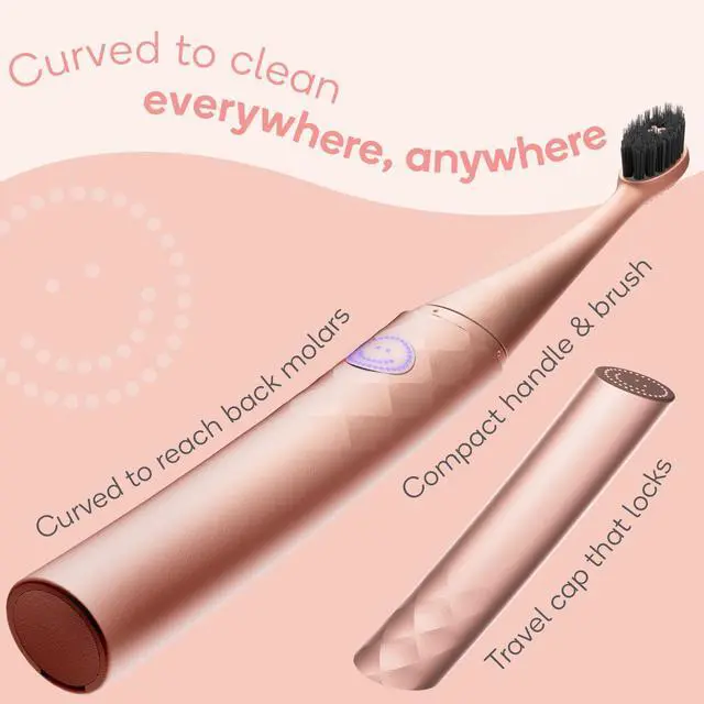Alt view image 2 of 6 - Burst Curve Sonic Electric Toothbrush for Adults (Rose Gold) | Slim Travel Brush with Cover | Ultra Soft Bristles | Up to 2 Month Rechargeable Battery | Two Modes & Timer