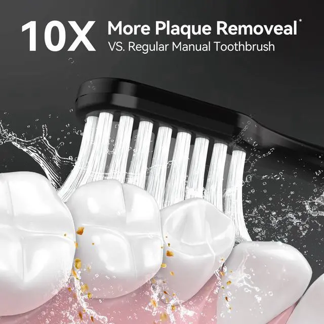 Alt view image 2 of 7 - SEAGO Electric Toothbrush for Adults with Pressure Sensor, Sonic Toothbrushes Holder Wall Mounted, 30 Days Battery Life, 5 Cleaning Modes, 8 Replacement Heads, Timer & IPX7 Waterproof (Black, Middle)