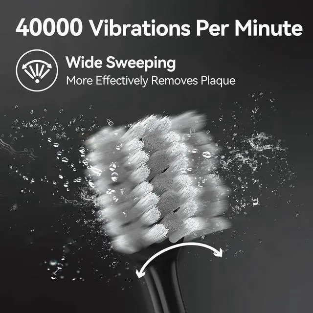 Alt view image 3 of 7 - SEAGO Electric Toothbrush for Adults with Pressure Sensor, Sonic Toothbrushes Holder Wall Mounted, 30 Days Battery Life, 5 Cleaning Modes, 8 Replacement Heads, Timer & IPX7 Waterproof (Black, Middle)