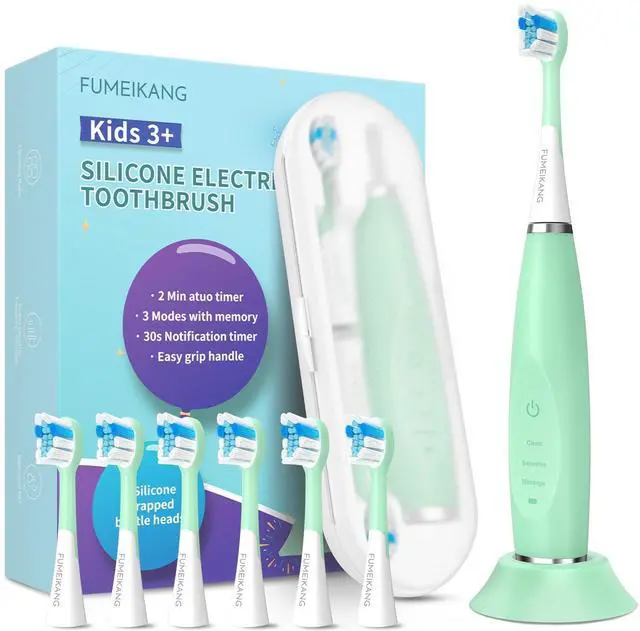Main image of Kids Electric Toothbrushes Sonic Rechargeable Tooth Brush Gifts for Boys and Girls Smart Timer Power Toothbrush - 3 4 5 6 7 8 9 10 11 12 (Mint)