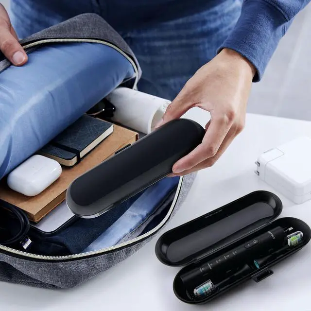 Alt view image 7 of 7 - MOPIKO Sonic Electric Toothbrush for Adults - Rechargeable Black Electric Toothbrush with 8 Brush Heads 5 Modes Sonic Power Toothbrush with Travel Cover