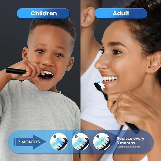 Alt view image 6 of 7 - MOPIKO Sonic Electric Toothbrush for Adults - Rechargeable Black Electric Toothbrush with 8 Brush Heads 5 Modes Sonic Power Toothbrush with Travel Cover