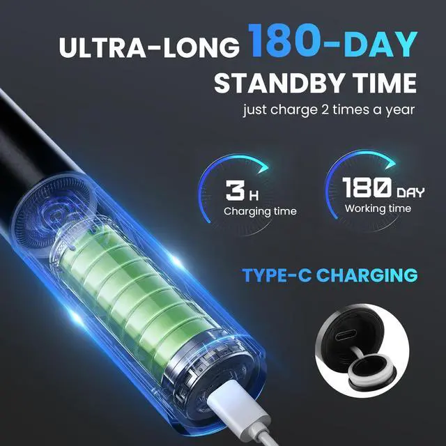 Alt view image 5 of 7 - MOPIKO Sonic Electric Toothbrush for Adults - Rechargeable Black Electric Toothbrush with 8 Brush Heads 5 Modes Sonic Power Toothbrush with Travel Cover