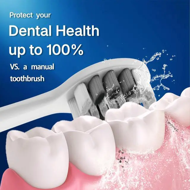 Alt view image 2 of 7 - Lumivoid Sonic Electric Toothbrush for Adults & Kids - 10 Brush Heads, 90-Day Battery, 5 Modes, 2-Min Timer, IPX8 Waterproof, Rechargeable & Travel-Friendly (Silver)