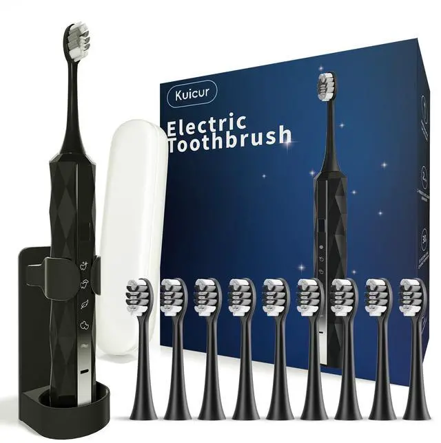Main image of Diamond Style - Sonic Electric Toothbrush for Adults and Kids, Comes with 10 Brush Heads & Travel Case, 5 Modes with 2 Minutes Built in Smart Timer, One Charge for 90 Days, 42,000 VPM Motor (Black)