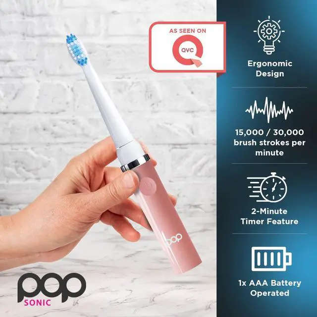 Alt view image 3 of 7 - Electric Toothbrush (Pastel Pink) - Travel Toothbrushes w/AAA Battery | Kids Electric Toothbrushes with 2 Speed & 15,000-30,000 Strokes/Minute, Dupont Nylon Bristles