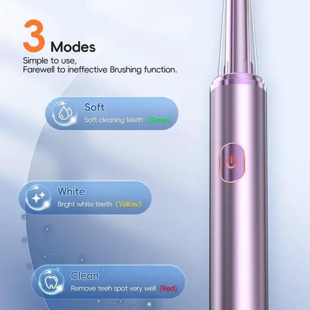 Alt view image 3 of 6 - medcodes Electric Toothbrush for Adults and Kids, High Vibration with 2 Minutes Smart Timer, 3 Modes and 4 Brush Heads, One Fast Charge 60 Days, 42000 VPM Deep Clean, Sonic Travel Toothbrush (Pink)