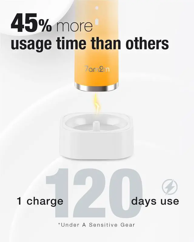 Alt view image 7 of 7 - 7AM2M Sonic Electric Toothbrush with 6 Brush Heads for Adults&Kids, One Charge for 120 Days, Wireless Fast Charge, 5 Modes, 40000VPM Powered Toothbrush, 2 Minutes Built in Smart Timer - Orange
