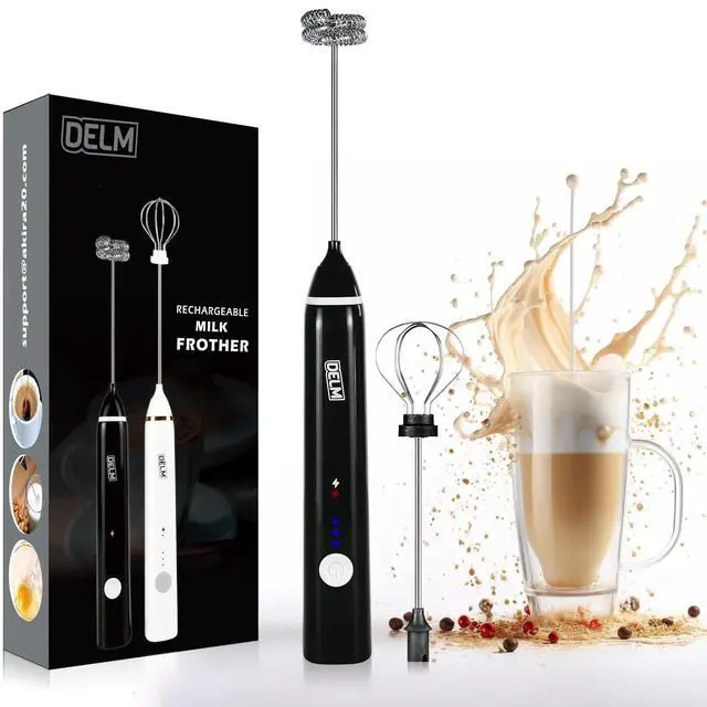 Main image of Milk Frother Electric USB Stainless Steel Accessory - Frother Wand Foam Maker for Lattes - Milk Frother Handheld for Cappuccino, Frappe, Matcha, Hot Chocolate - Frother for Coffee (black)