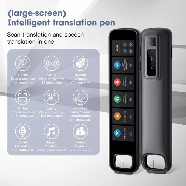Alt view image 4 of 7 - Translation Scanning Pen, 142 Language Translator Pen with 3.71 Inch Touch Scree, OCR Text to Speech Scanning Reading Pen, Portable Voice Translator Device for Travel Learning and Reading Disabilities