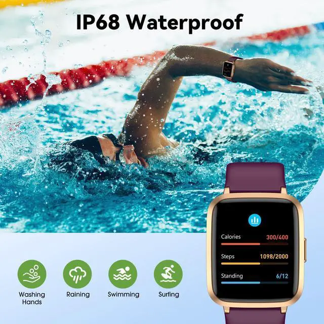 Alt view image 3 of 7 - Fitness Tracker Watch with Heart Rate Monitor, Activity Tracker with Pedometer, Sleep Monitor, Calories & Step Counter, IP68 Waterproof Smart Watches for Women Men Fitness Watch for Sports