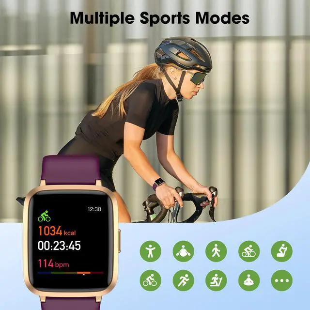 Alt view image 5 of 7 - Fitness Tracker Watch with Heart Rate Monitor, Activity Tracker with Pedometer, Sleep Monitor, Calories & Step Counter, IP68 Waterproof Smart Watches for Women Men Fitness Watch for Sports