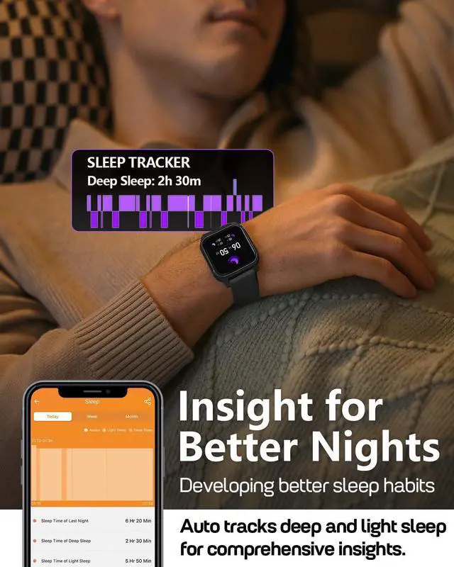 Alt view image 3 of 7 - Fitness Tracker with 24/7 Heart Rate & Blood Pressure Monitor, Blood Oxygen & Sleep Tracker, Smart Watch with Step Calorie Counter, IP68 Waterproof Activity Tracker for Women Men Android iOS