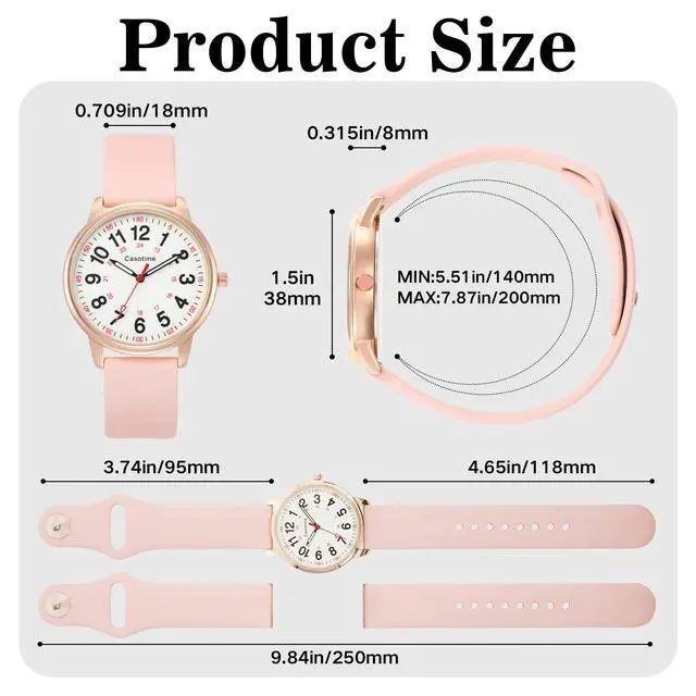 Alt view image 3 of 6 - Casotime 30M Waterproof Nurse Watch - Luminous Easy Read Dial, Second Hand & 24H Military Time, Durable Silicone Band for Nurses, Medical Professionals, Students - Men and Women