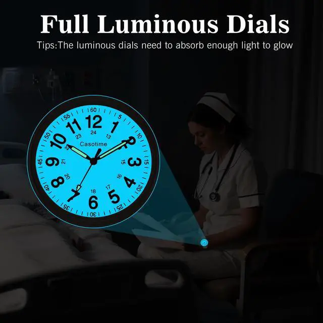 Alt view image 4 of 6 - Casotime 30M Waterproof Nurse Watch - Luminous Easy Read Dial, Second Hand & 24H Military Time, Durable Silicone Band for Nurses, Medical Professionals, Students - Men and Women